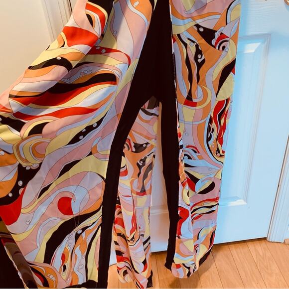 Metro Style Psychedelic Retro Print Flyaway Halter Jumpsuit S/M - Picture 4 of 6